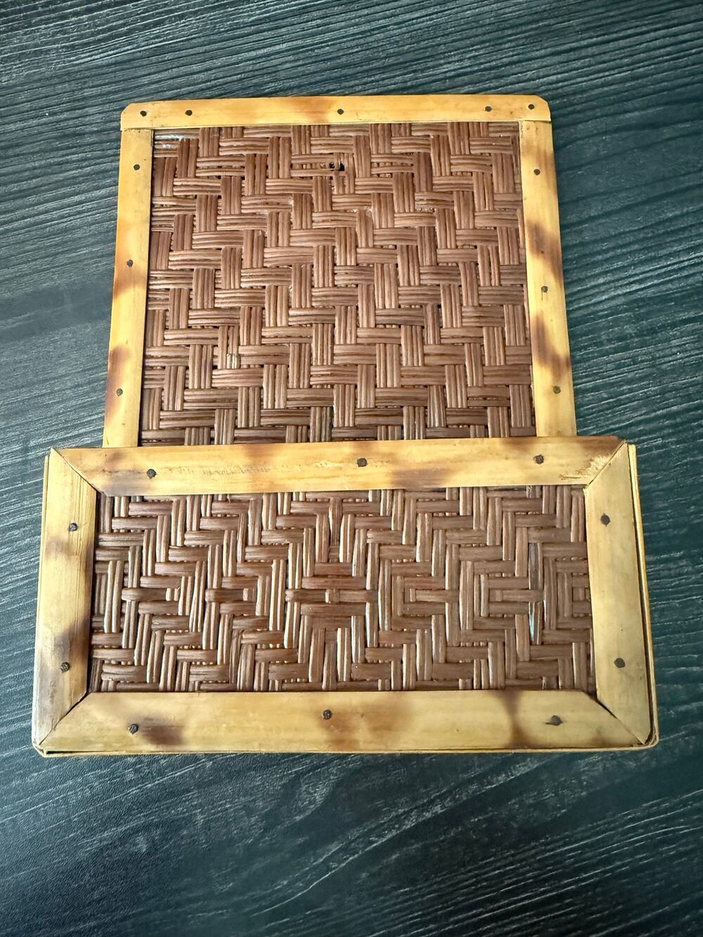 Vintage Tortoise Bamboo Rattan Decorative Wall Display with Pocket
